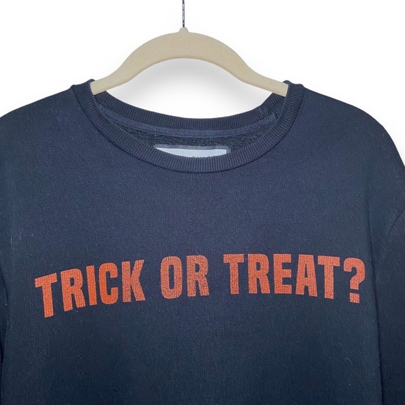 Zara Halloween Trick Or Treat Sweatshirt Size Large Black Long Sleeve - Picture 4 of 5